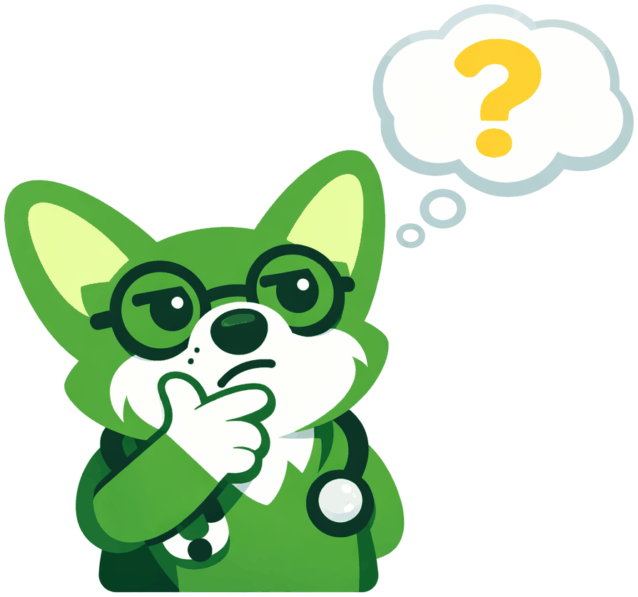 Kairi mascot thinking, with a question mark thought bubble