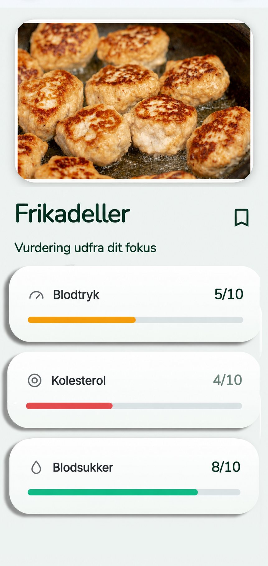 Frikadeller scannet i Kairi med hver sin score for blodtryk, kolesterol og blodsukker